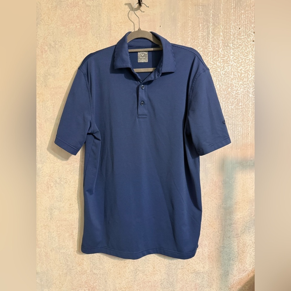 Callaway Navy Stripped Polo Shirt, Business Casual,‎ Golf, Luncheon, Sz Small
